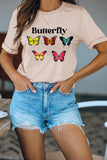 T-shirt ras du cou à imprimé graphique avec lettres papillons