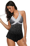 Tankini Bathing Suits for Women Dot Print Halterneck Two Piece Swimsuits Sets