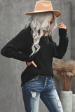 Women's  Strapped Cut Out Shoulder Knitted Top Solid Color Turtleneck Sweater