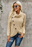 Women's Buttoned Wrap Sweater Turtleneck Sweater Jumper