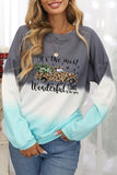 Women Color Block Casual Tops Tie Dye Pullover Sweatshirt