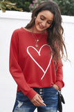 Heart Shape Print Long Sleeve Pullover Sweatshirt