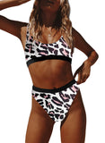 Athletic Striped High Waisted Bathing Suits For Women