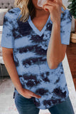 Chemises à col en V pour femmes Tie Dye Tee Tops