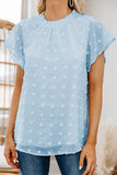 Womens Ruffled Sleeve Swiss Dot T-shirts