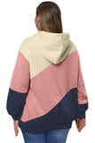 Colorblock Kangaroo Pocket Plus Size Hoodie