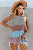 Knitted Tank Top Women's Color Block Striped Knit Top