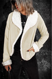 Women's Lapel Collar Fleece Open Front Coat