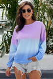 Women Color Block Casual Tops Tie Dye Pullover Sweatshirt