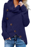Women's Buttoned Wrap Sweater Turtleneck Sweater Jumper
