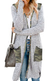 Women's Open Front Printed Cardigans Patchwork Long Striped Sweaters with Pockets