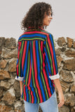 Womens Multicolor Striped Long Sleeve Shirt