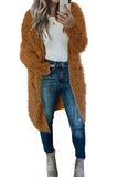 Women's Fuzzy Knit Cardigan Long Sleeve Plain Cardigan Pockets