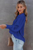 Solid Color Button Up Puff Sleeve Blouse