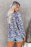 Vintage Print V Neck Blouse