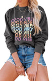 Good Vibes Graphic Gray Oversized Sweatshirt