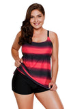 Womens 2 Piece Bathing Suit Criss Cross Back Color Block Print Tankini Swimsuit