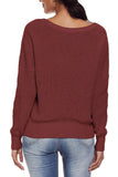 Women's Crew Neck Backless Knitted Pullover Cross Back Sweater