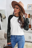 Women Long Sleeve Crewneck Pullover Camo Print Sweatshirts