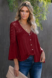 Womens Crochet White Bell Sleeve Top