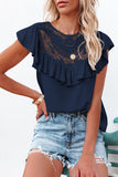 Lace Ruffled Short Sleeve T-shirt for Women