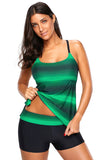 Womens 2 Piece Bathing Suit Criss Cross Back Color Block Print Tankini Swimsuit