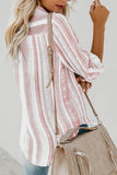 Striped Long Sleeve Top Button Down Shirt For Women
