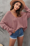 Women's Cute Hoodies Zipper V-neck Oversized Knitted Sweater