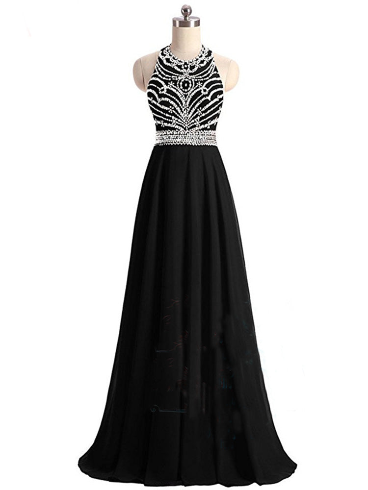 Ladies Evening Gown Prom Dress Floor Length Rhinestone Party Dress