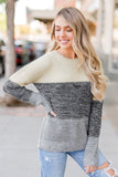 Women's Long Sleeve Crew Neck Striped Color Block Oversized Knitted Pullover Sweater