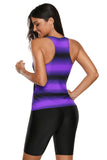 Womens Racerback Ombre Color Block Print Tankini Swimsuits