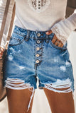 Short en denim d'aspect usé à taille haute Hot Mama