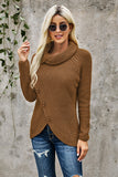 Women's Buttoned Wrap Sweater Turtleneck Sweater Jumper
