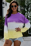 Femmes Color Block Casual Tops Tie Dye Pull Sweat