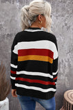 Womens Cardigan Color Block Striped Pocket Knit Sweaters Coat Outwear