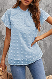 Womens Ruffled Sleeve Swiss Dot T-shirts