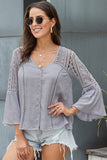 Womens Crochet White Bell Sleeve Top