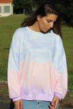 Femmes Color Block Casual Tops Tie Dye Pull Sweat