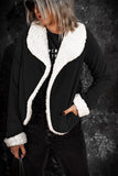 Women's Lapel Collar Fleece Open Front Coat