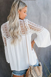 Womens Crochet White Bell Sleeve Top