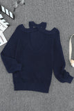 Womens Knit Sweaters Cotton Cold Shoulder Tunic Sweater Tops