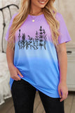 Crew Neck Tie-dye Colorblock Plus Size Tee