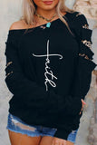 Black Sweatshirts for Women Crewneck Tops Long Sleeve Print Pullover Tops
