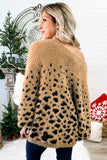 Women's Casual Fuzzy Jumper Tops Print Drop Shoulder Loose Knitted Sweater
