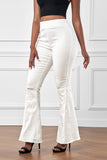 Butterfly Print Distressed Elastic High Waist Flare Jeans
