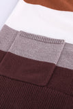 Women's Open Front Long Cardigan Colorblock Knit Sweater with Pockets