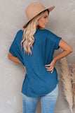 Haut en tricot drapé à manches courtes