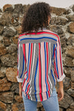Womens Multicolor Striped Long Sleeve Shirt