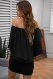 Robe Mini Poncho Noire Superposée à Plusieurs Pansements