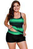 Strappy Hollow-out Back Plus Size Tankini